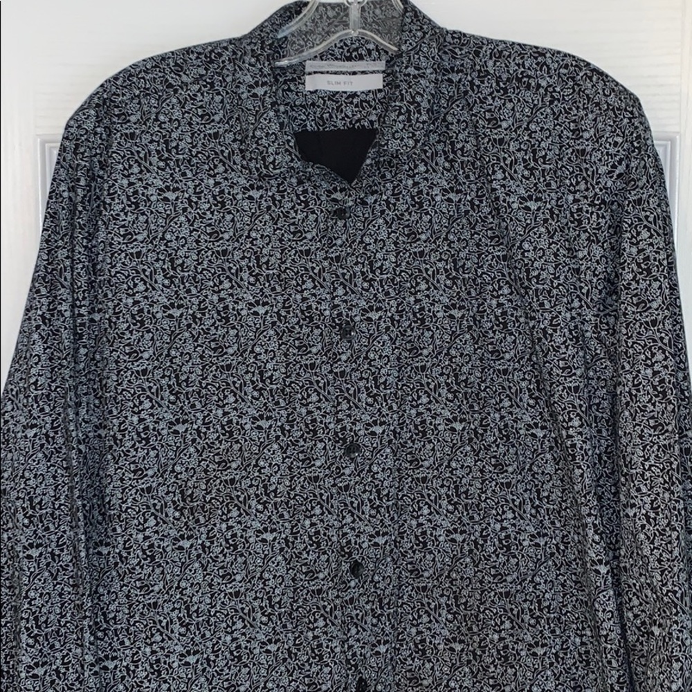 Black and White Floral Button Up